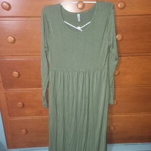 Olive Green Long Sleeve Dress Size 2xl